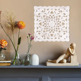 Hollow Carved Wooden Wall Panel – Floral Home Decor Ornament