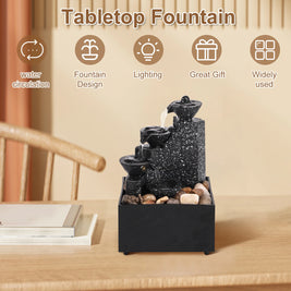 Tabletop Waterfall Fountain – Mini Desktop Flowing Water Decor with Soft Lights