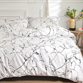 Black Marble Duvet Cover Set – Reactive Printed Polyester Bed Linen