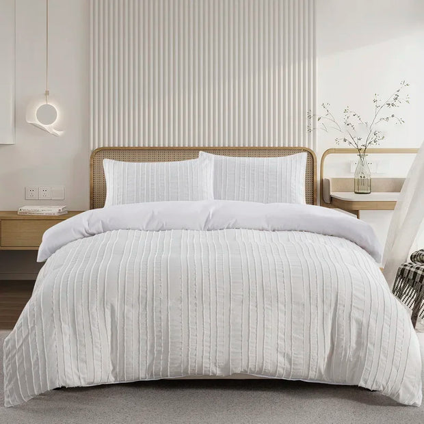 Tufted Boho Chic Duvet Cover Set – Soft Textured Microfiber Bedding (2/3 Piece, Multiple Sizes)