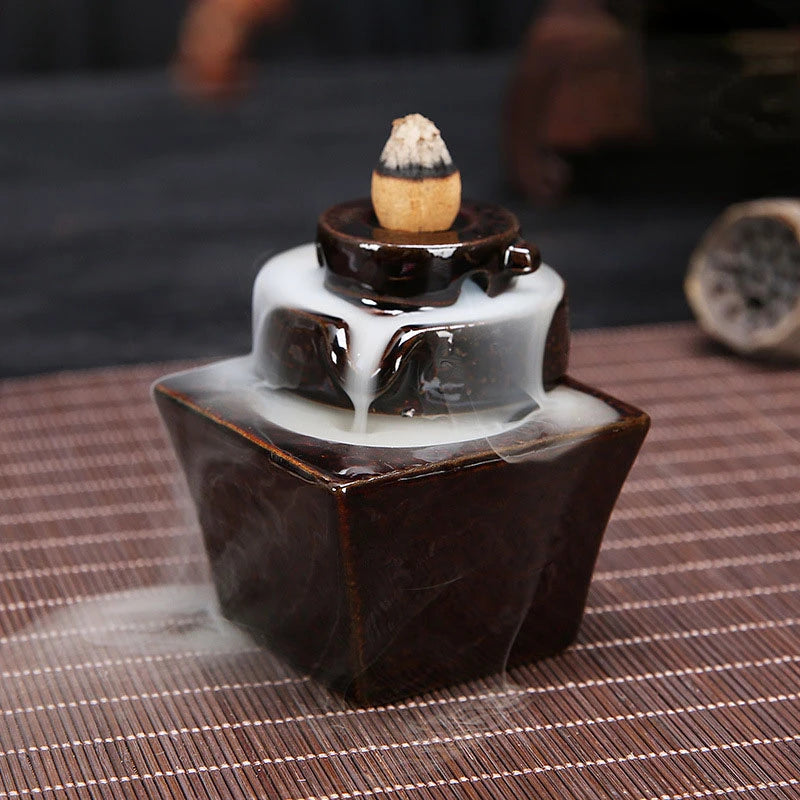 Ceramic Backflow Incense Burner – Zen Aromatherapy Decor for Home, Yoga, and Meditation