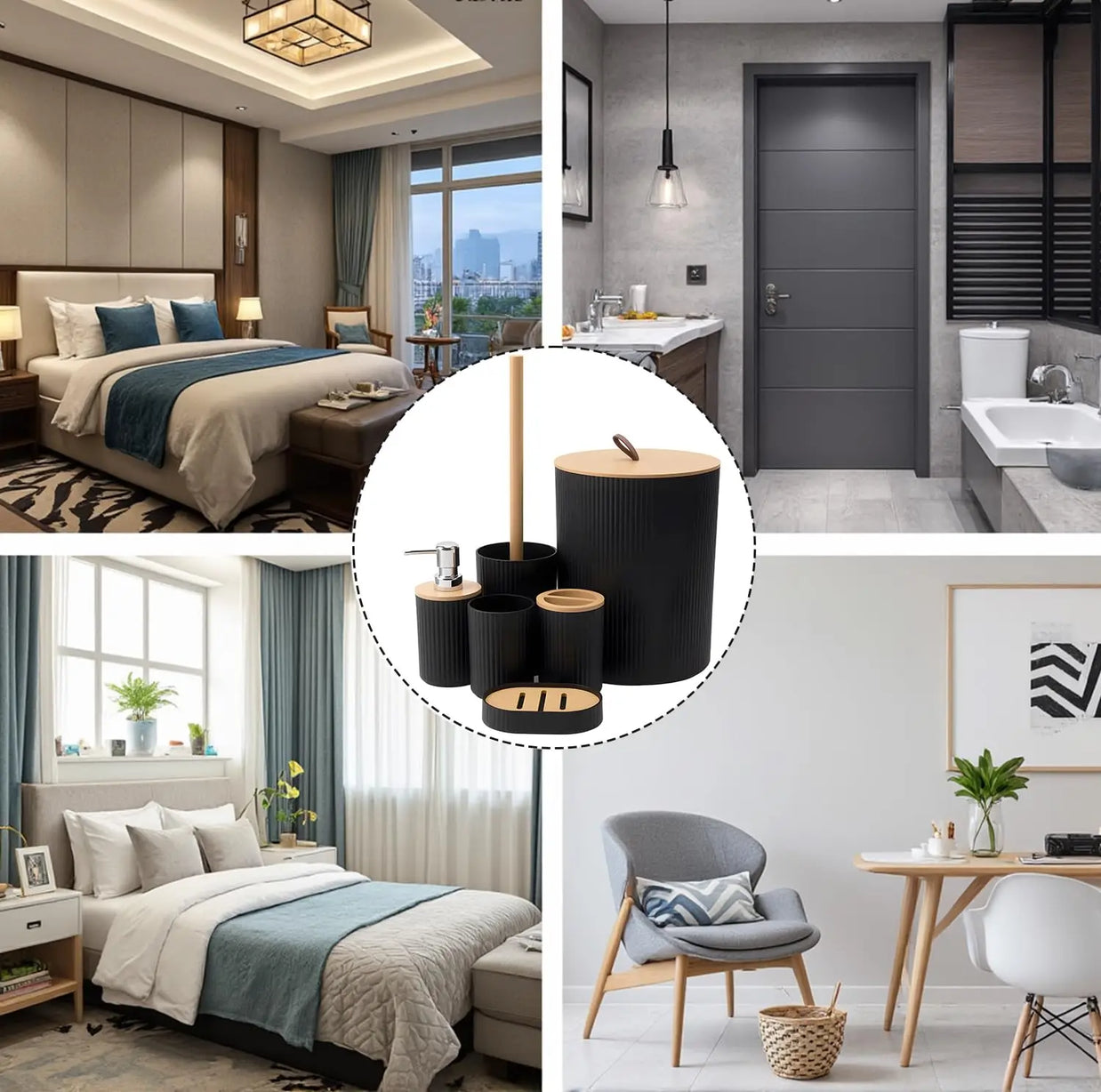 Modern 6-Piece Bathroom Accessories Set – Complete Organizer Kit