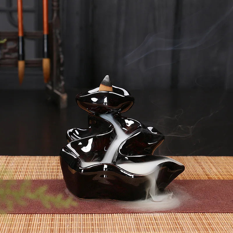 Ceramic Backflow Incense Burner – Zen Aromatherapy Decor for Home, Yoga, and Meditation
