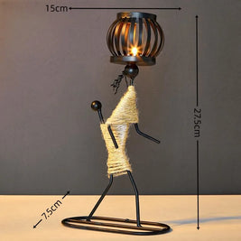 Nordic Abstract Metal Candle Holder – Handmade Character Sculpture Decor