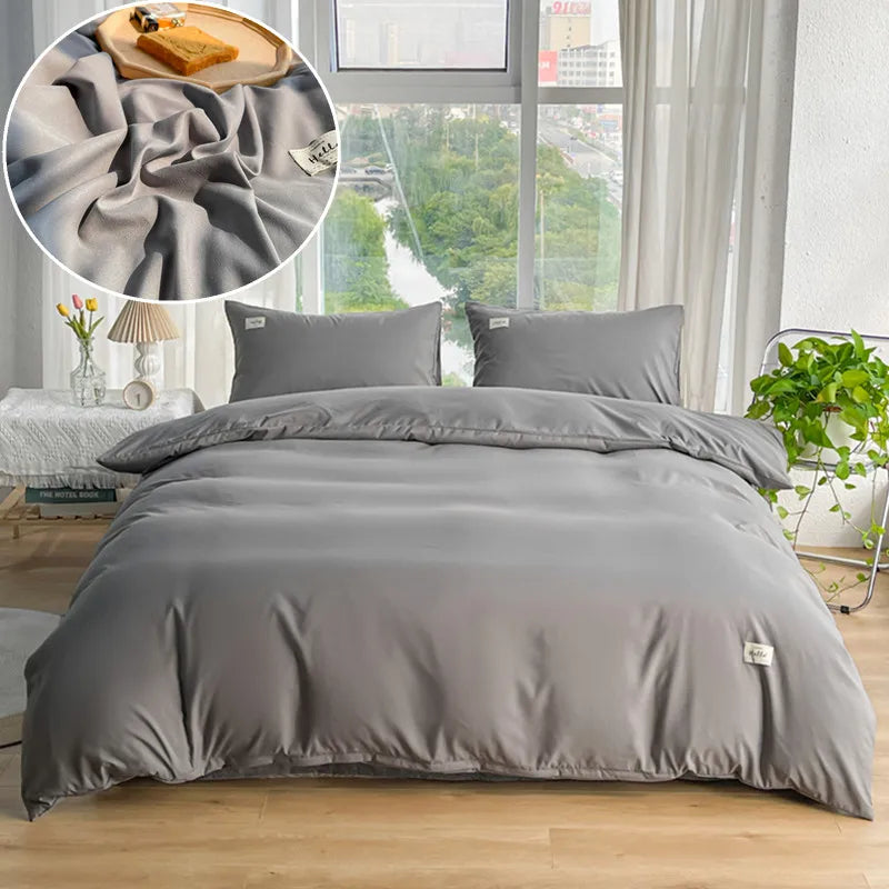Soft Gray Duvet Cover – Brushed Polyester Bedding for Home (No Pillowcase)