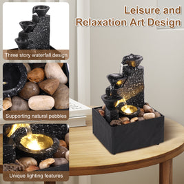 Tabletop Waterfall Fountain – Mini Desktop Flowing Water Decor with Soft Lights