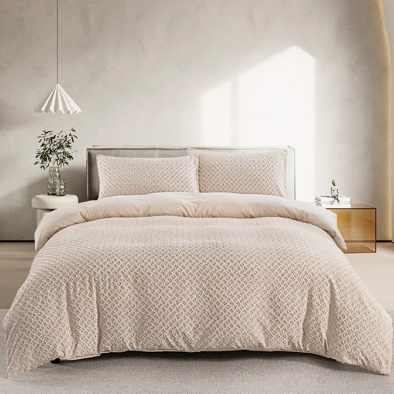 Tufted Boho Chic Duvet Cover Set – Soft Textured Microfiber Bedding (2/3 Piece, Multiple Sizes)