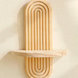Boho Wooden Wall Shelves – Modern Home Decor Storage Rack