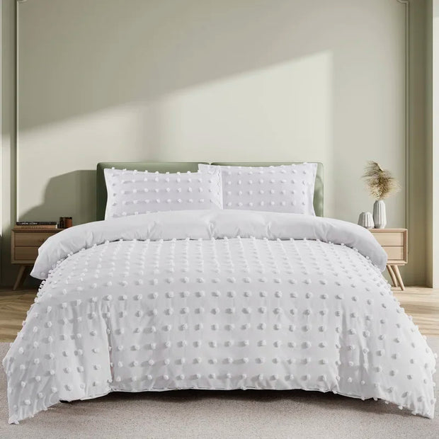 Tufted Boho Chic Duvet Cover Set – Soft Textured Microfiber Bedding (2/3 Piece, Multiple Sizes)