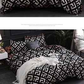 Classic Black Bed Linen Set – Smooth Microfiber Duvet Cover with Pillow Shams, All Sizes