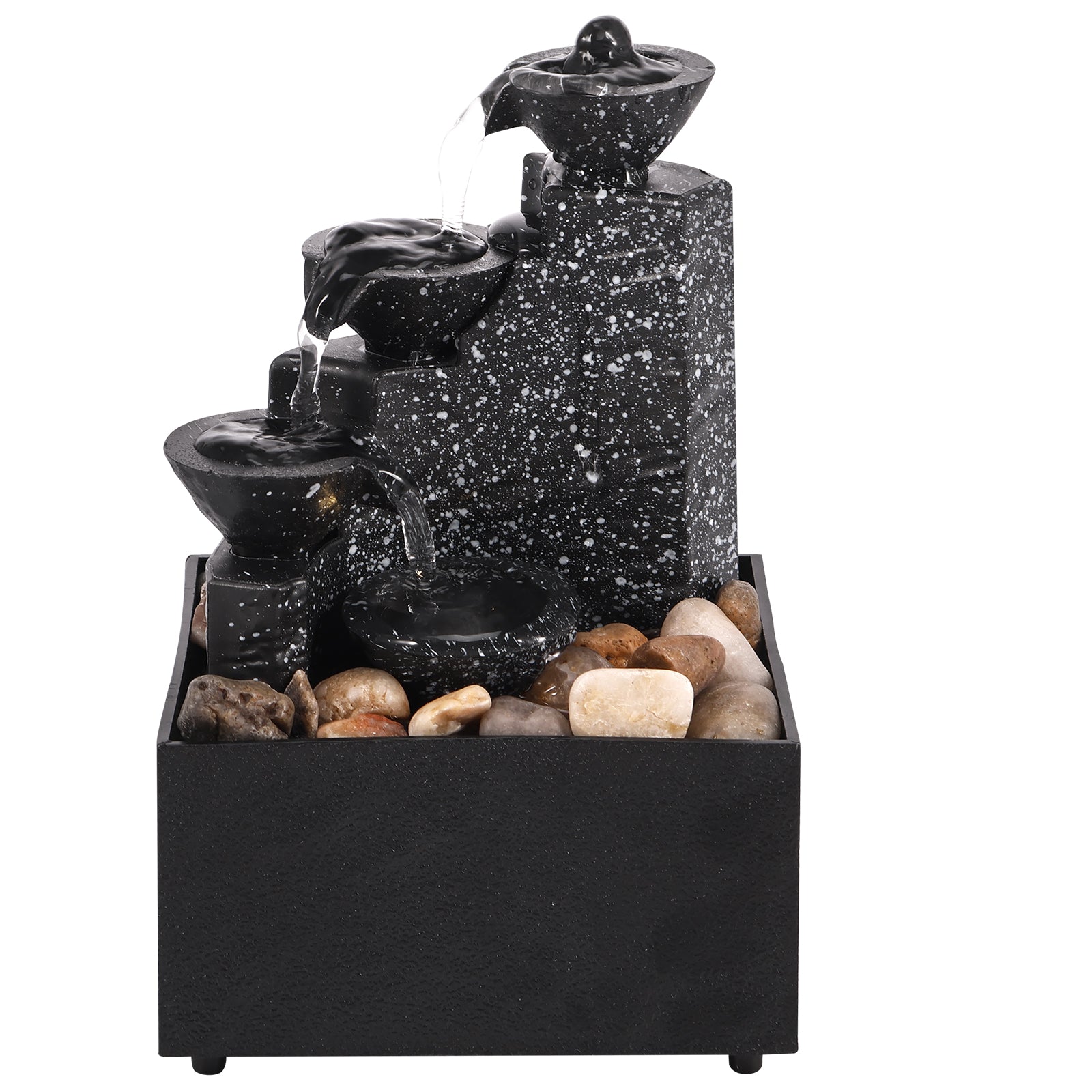 Tabletop Waterfall Fountain – Mini Desktop Flowing Water Decor with Soft Lights