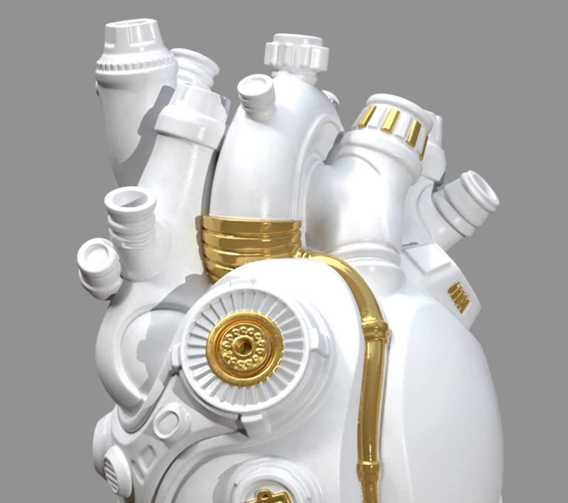 Mechanical Heart Resin Vase – Unique Home Desktop Decoration