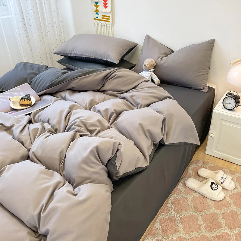 Soft Gray Duvet Cover – Brushed Polyester Bedding for Home (No Pillowcase)