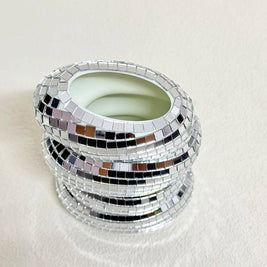 Disco Ball Glass Vase – Modern Silver Mirror Flower Planter