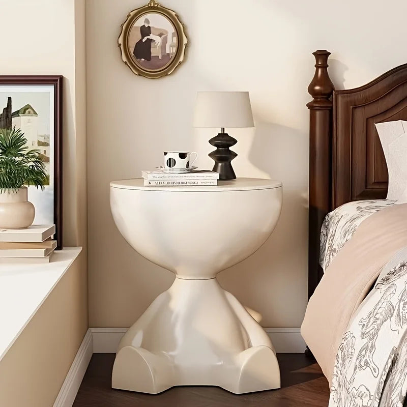 Mini Circular Bedside Table with Storage – Modern Home Furniture