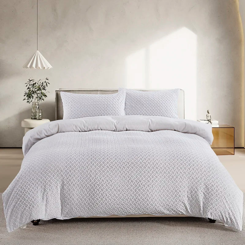 Tufted Boho Chic Duvet Cover Set – Soft Textured Microfiber Bedding (2/3 Piece, Multiple Sizes)