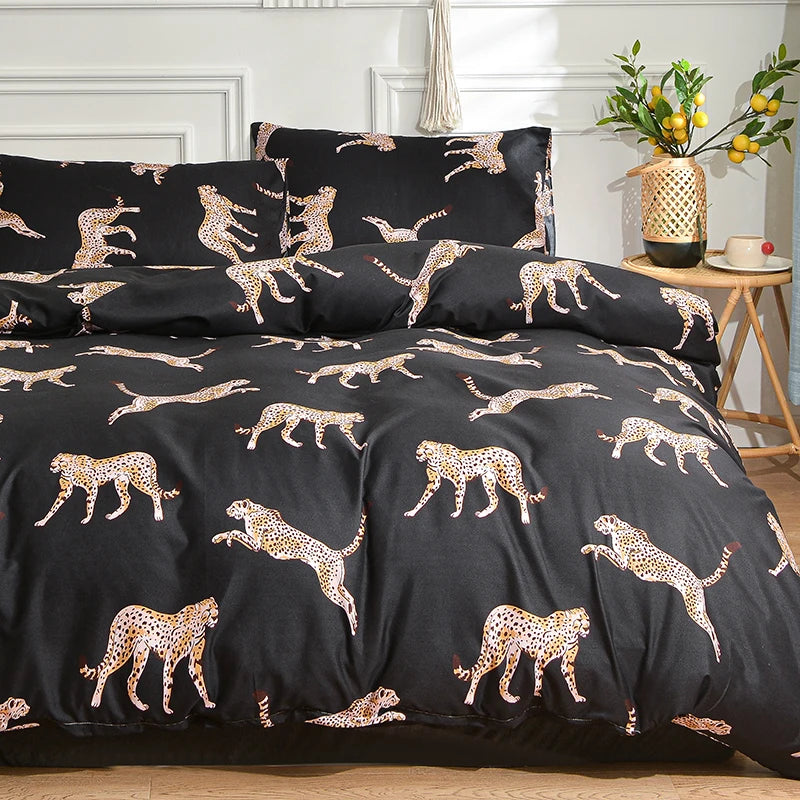 Black Marble Duvet Cover Set – Reactive Printed Polyester Bed Linen