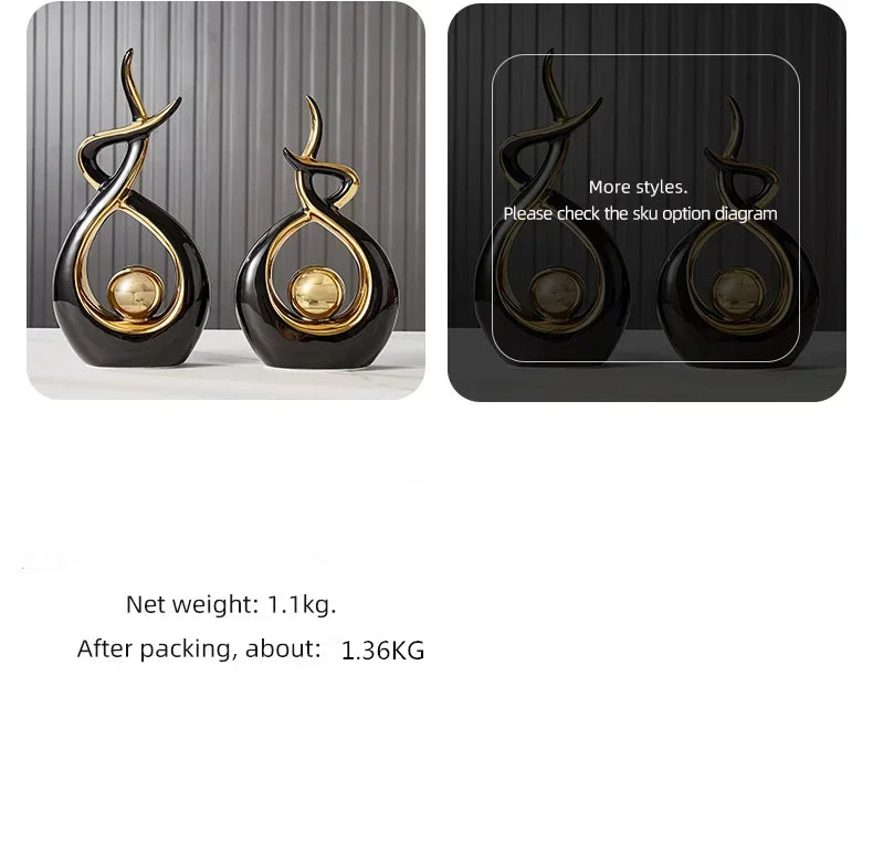 Nordic Ceramic Figurine – Feng Shui Home Decoration Statue