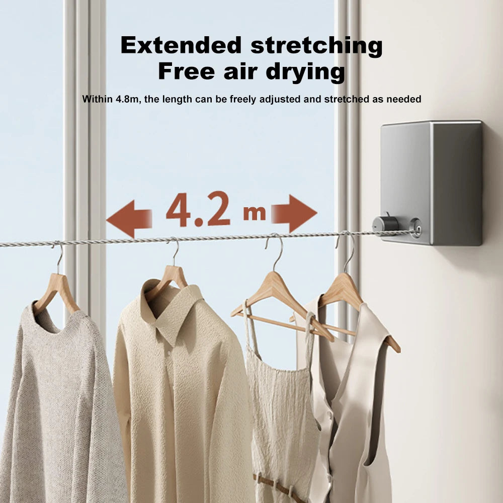 Retractable Stainless Steel Clothesline – Space-Saving Indoor & Outdoor Drying Rack