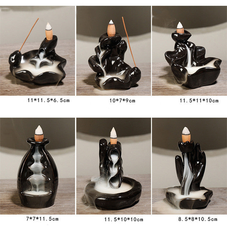 Ceramic Backflow Incense Burner – Zen Aromatherapy Decor for Home, Yoga, and Meditation