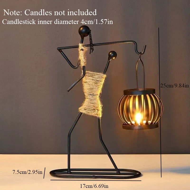 Nordic Abstract Metal Candle Holder – Handmade Character Sculpture Decor