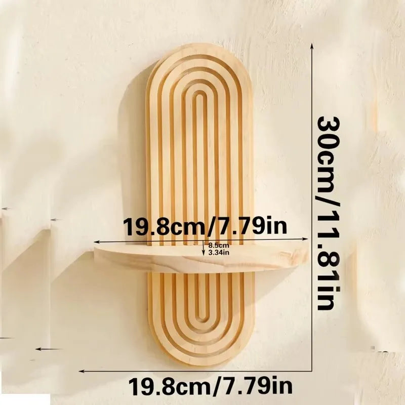 Boho Wooden Wall Shelves – Modern Home Decor Storage Rack