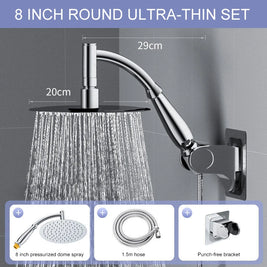 8-Inch Chrome Rain Shower Head – Water-Saving Spa Design