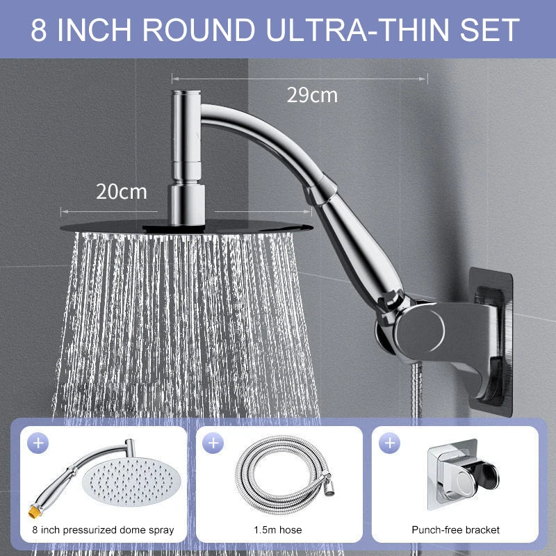 8-Inch Chrome Rain Shower Head – Water-Saving Spa Design
