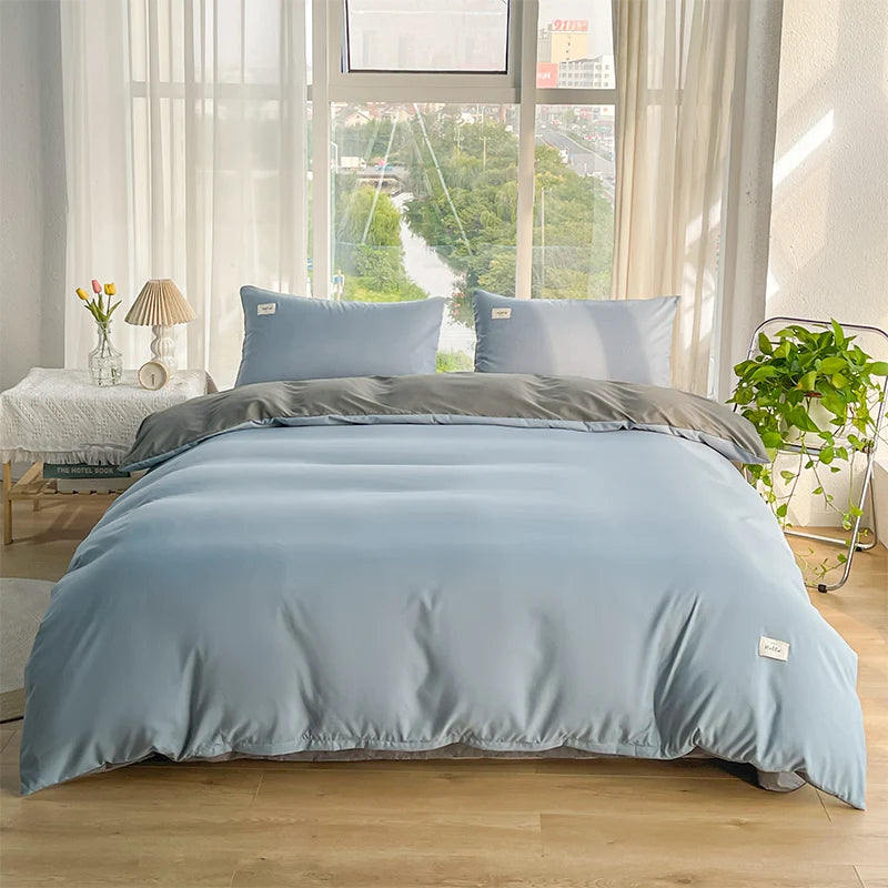 Soft Gray Duvet Cover – Brushed Polyester Bedding for Home (No Pillowcase)