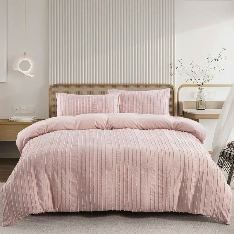 Tufted Boho Chic Duvet Cover Set – Soft Textured Microfiber Bedding (2/3 Piece, Multiple Sizes)