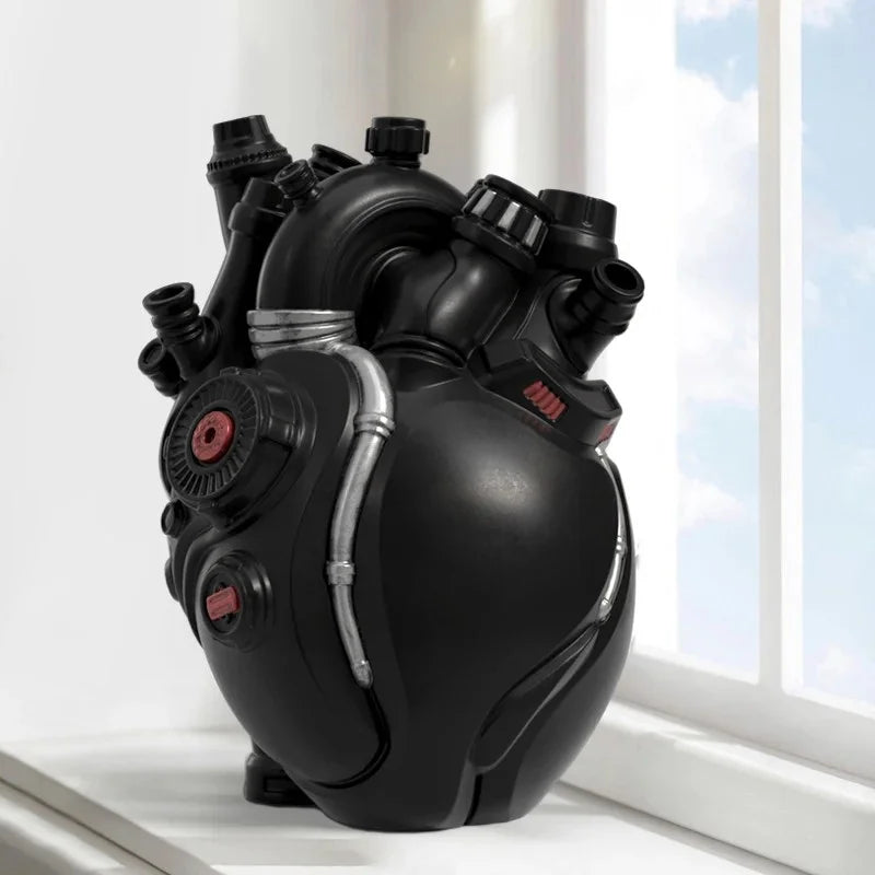 Mechanical Heart Resin Vase – Unique Home Desktop Decoration