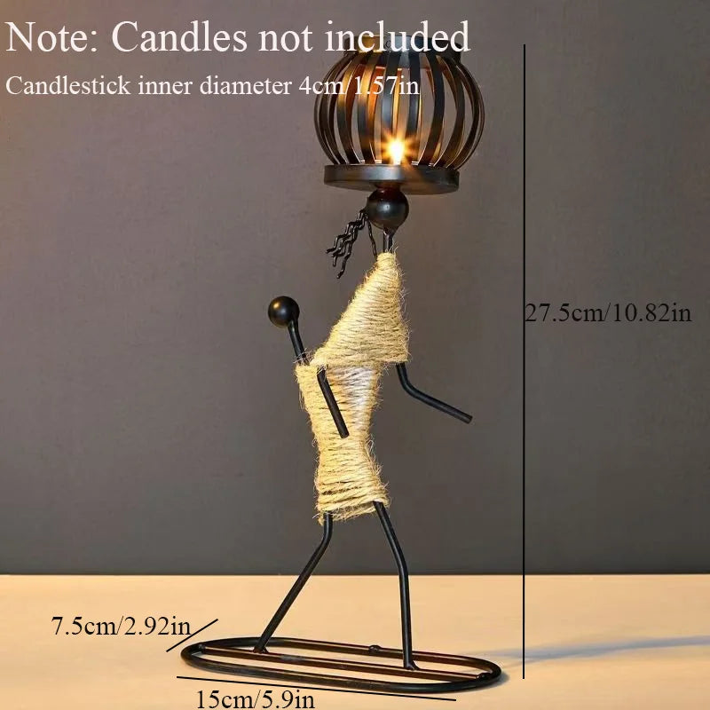 Nordic Abstract Metal Candle Holder – Handmade Character Sculpture Decor