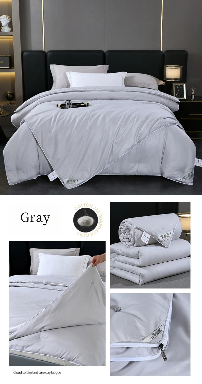 Luxury Natural Mulberry Silk Duvet – Queen/King Size Comforter for Summer & Winter, Handcrafted Bedding