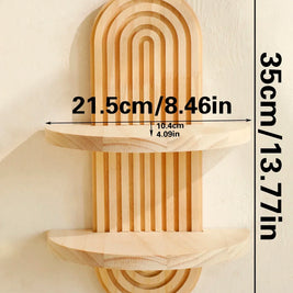 Boho Wooden Wall Shelves – Modern Home Decor Storage Rack