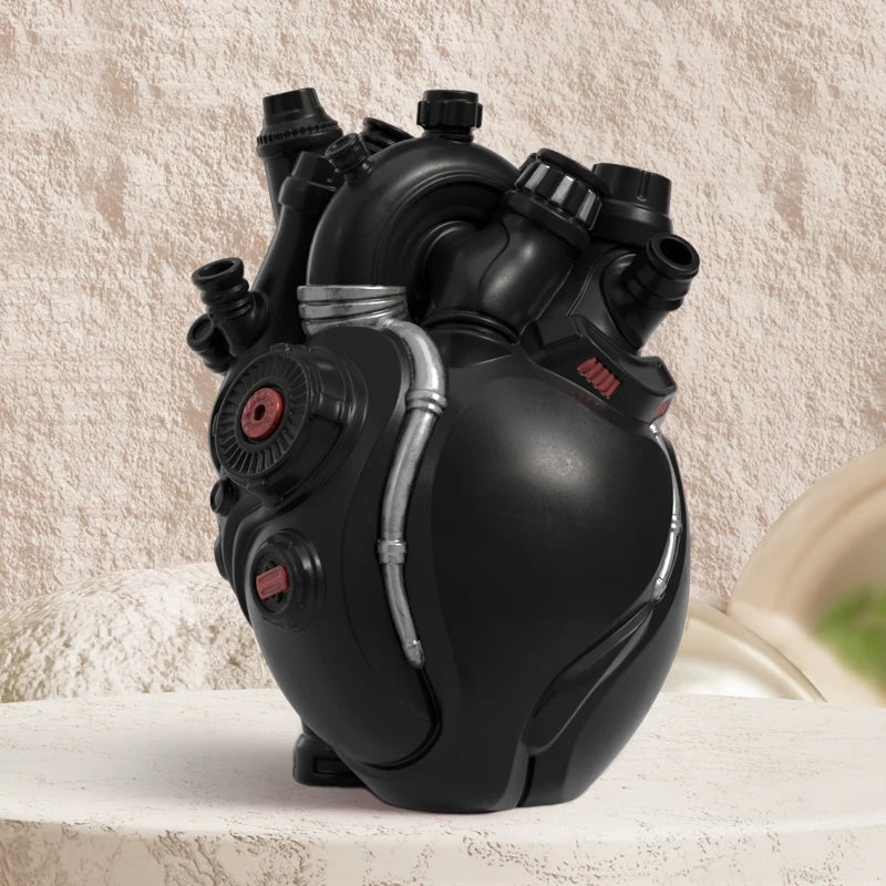 Mechanical Heart Resin Vase – Unique Home Desktop Decoration