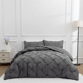 Gray Queen Comfort Set 3-Piece Duvet Cover & Pillowcases – Soft Polyester Bedding Without Comforter