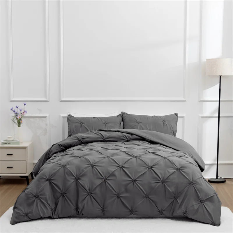 Gray Queen Comfort Set 3-Piece Duvet Cover & Pillowcases – Soft Polyester Bedding Without Comforter