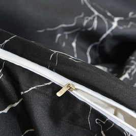 Black Marble Duvet Cover Set – Reactive Printed Polyester Bed Linen