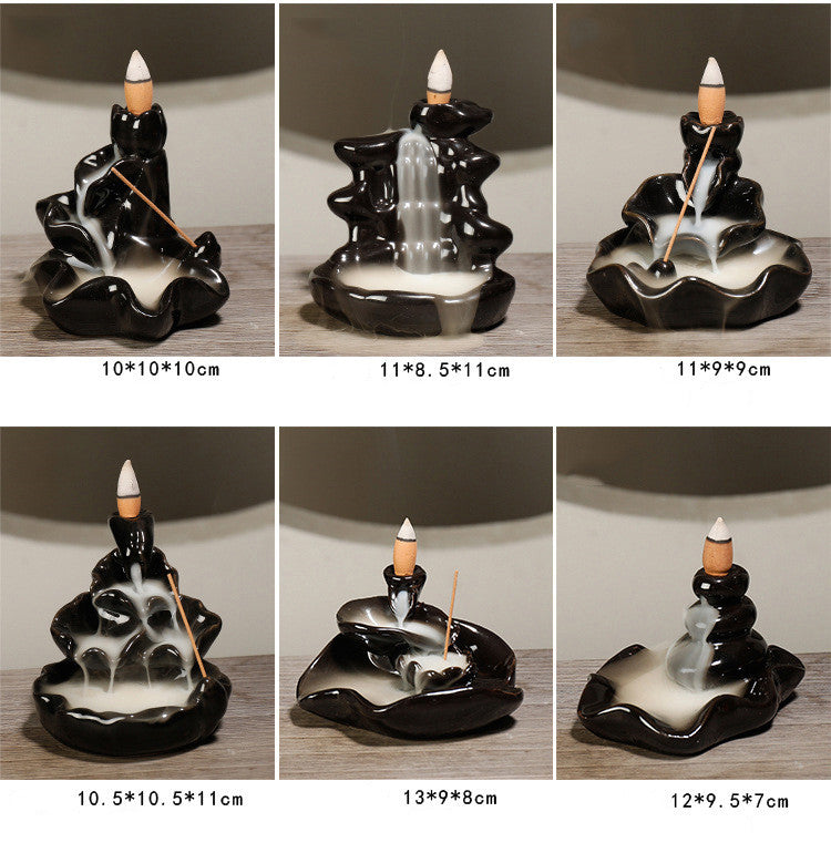 Ceramic Backflow Incense Burner – Zen Aromatherapy Decor for Home, Yoga, and Meditation