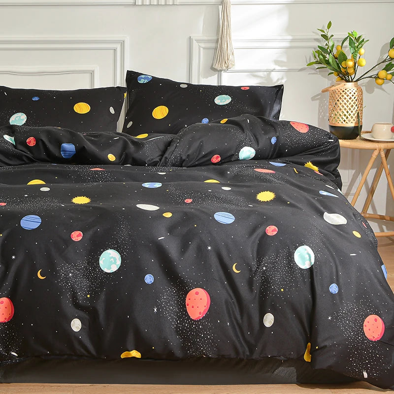 Black Marble Duvet Cover Set – Reactive Printed Polyester Bed Linen