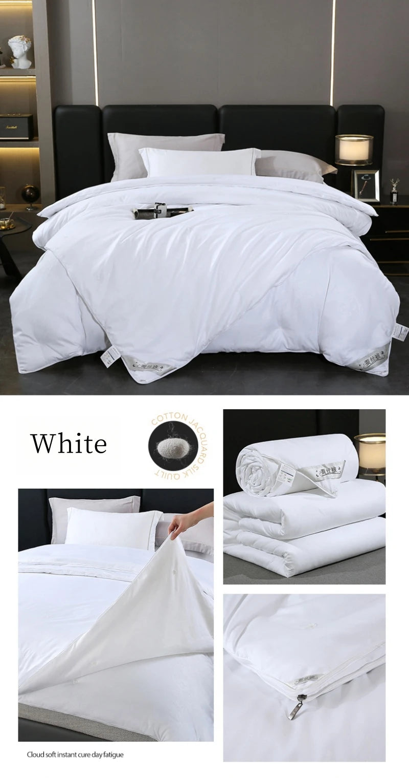 Luxury Natural Mulberry Silk Duvet – Queen/King Size Comforter for Summer & Winter, Handcrafted Bedding