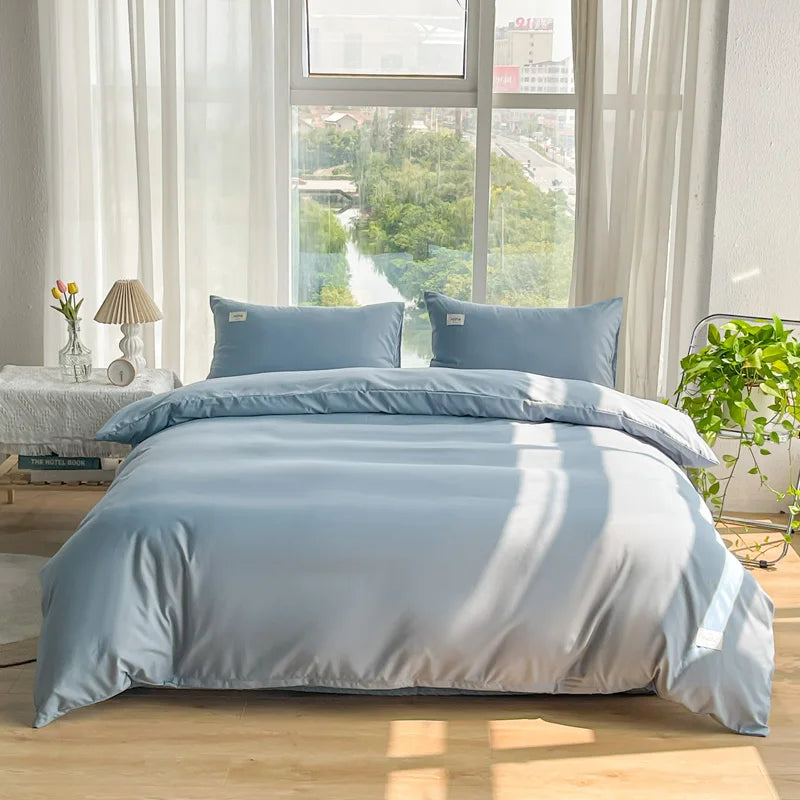 Soft Gray Duvet Cover – Brushed Polyester Bedding for Home (No Pillowcase)