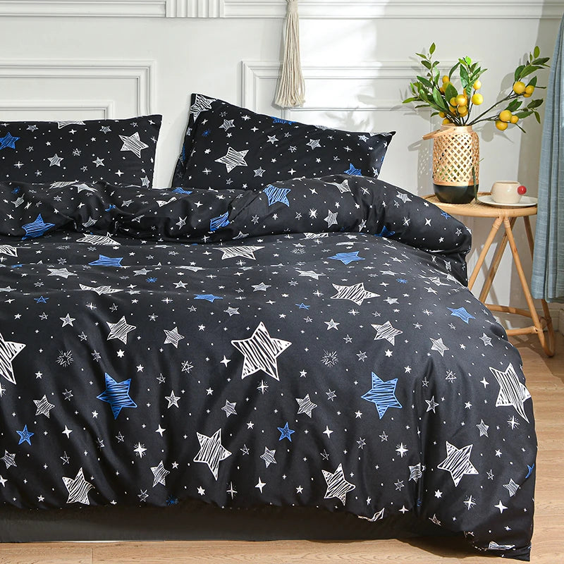 Black Marble Duvet Cover Set – Reactive Printed Polyester Bed Linen