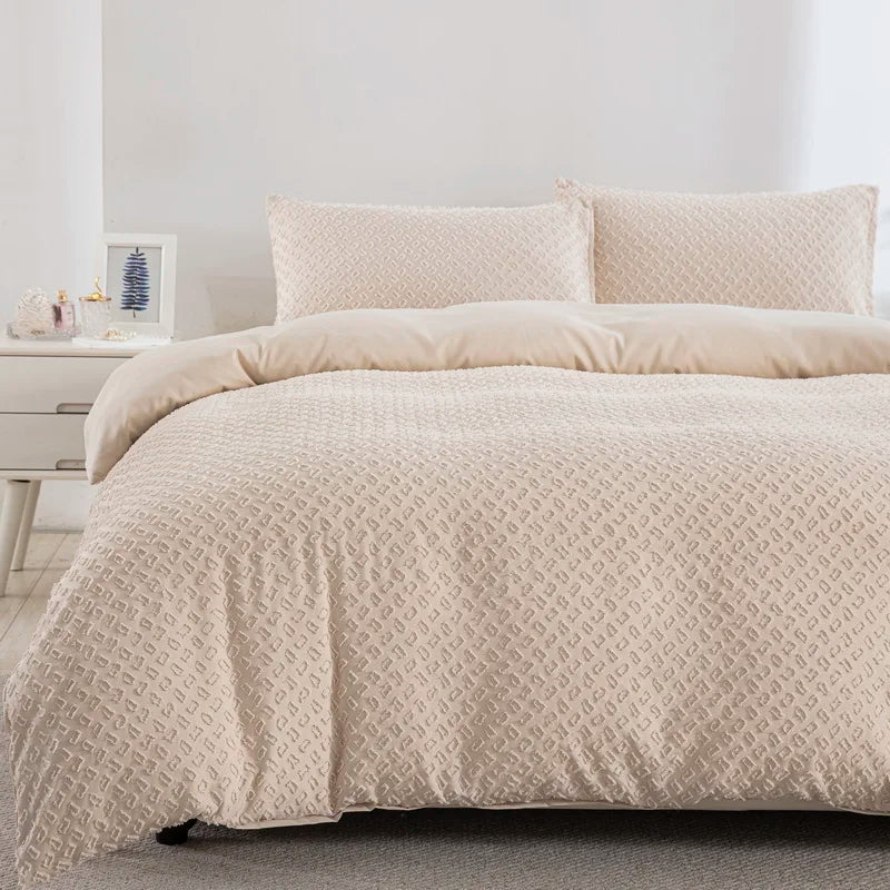 Tufted Boho Chic Duvet Cover Set – Soft Textured Microfiber Bedding (2/3 Piece, Multiple Sizes)