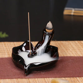 Ceramic Backflow Incense Burner – Zen Aromatherapy Decor for Home, Yoga, and Meditation