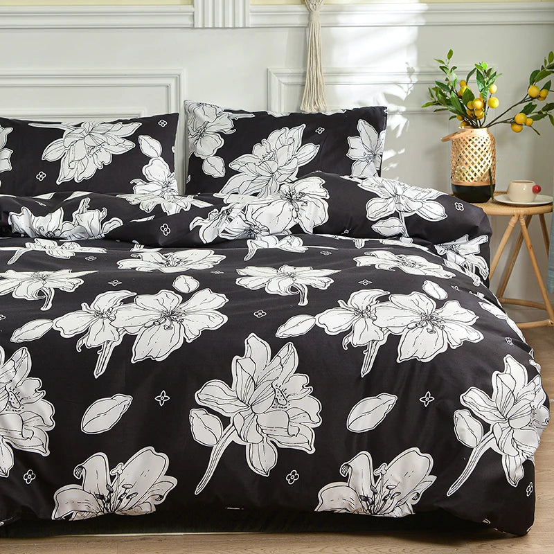 Black Marble Duvet Cover Set – Reactive Printed Polyester Bed Linen