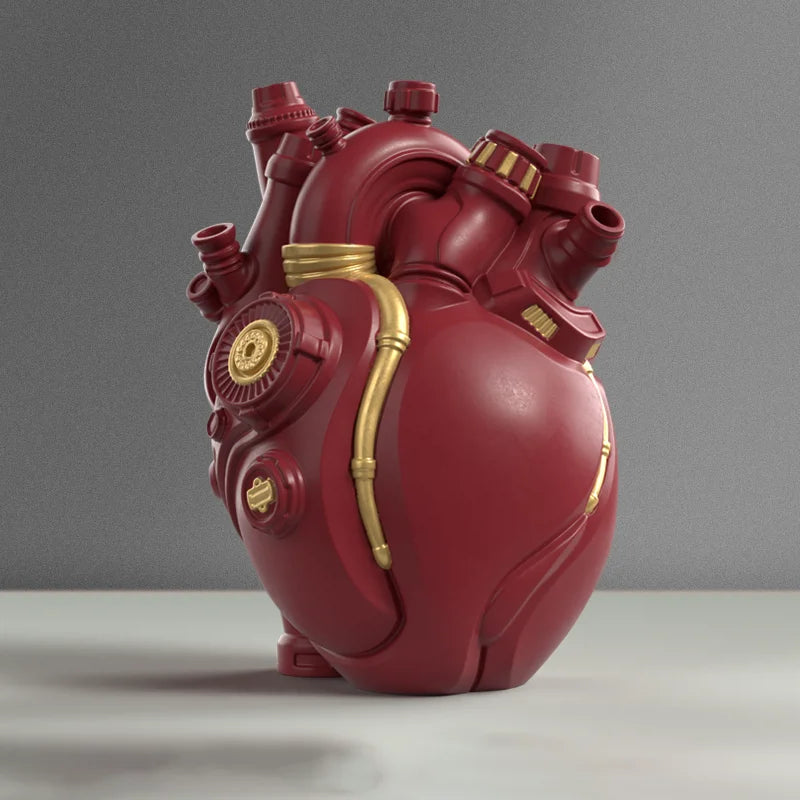 Mechanical Heart Resin Vase – Unique Home Desktop Decoration