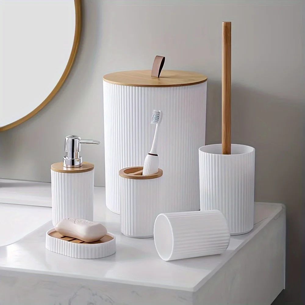 Modern 6-Piece Bathroom Accessories Set – Complete Organizer Kit