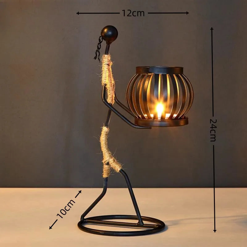 Nordic Abstract Metal Candle Holder – Handmade Character Sculpture Decor