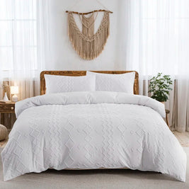 Tufted Boho Chic Duvet Cover Set – Soft Textured Microfiber Bedding (2/3 Piece, Multiple Sizes)